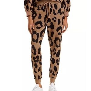 Pistola Leopard Print Jogger Sweatpants Tan Brown Animal Print Small